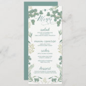 Grün verlässt rustikale Hochzeits-Menü-Karten Menükarte (Vorne/Hinten)
