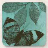 Grün verlässt Schmetterling Untersetzer (Vorderseite)