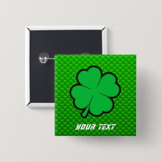 Grün vierblättriges Kleeblatt Button (Vorne & Hinten)