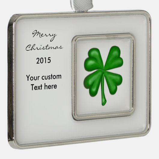 Grün-vierblättriges Kleeblatt Kleeblatt Rahmen-Ornament Silber (Rechts)