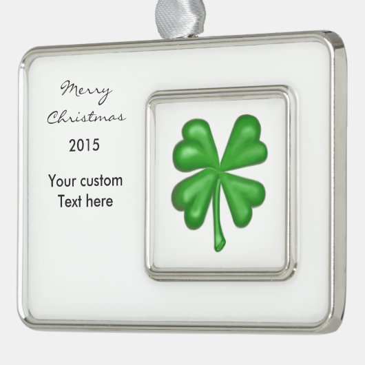 Grün-vierblättriges Kleeblatt Kleeblatt Rahmen-Ornament Silber (Links)