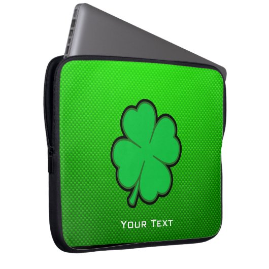 Grün vierblättriges Kleeblatt Laptopschutzhülle (Vorne Rechts)