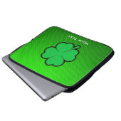Grün vierblättriges Kleeblatt Laptopschutzhülle (Vorne Knopf)