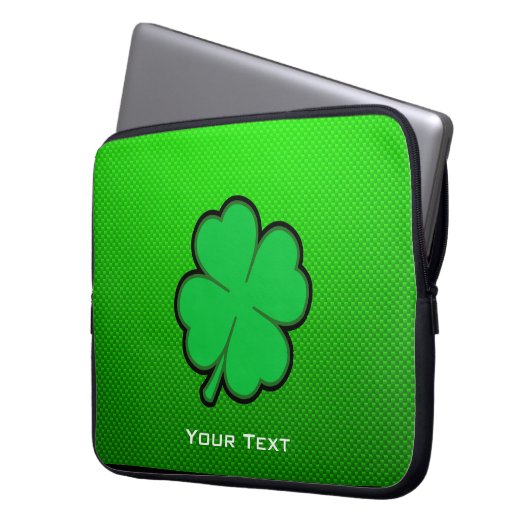 Grün vierblättriges Kleeblatt Laptopschutzhülle (Vorderseite Links)