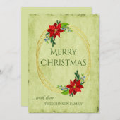 Grün Vintag frohe Weihnachten und Poinsettia (Vorne/Hinten)