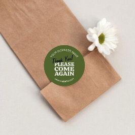 Grün Vintag Inspiriert "Danke, komm wieder!" Runder Aufkleber