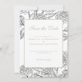 Grün Vintage Blumenhochzeit speichern das Datum Einladung (Vorderseite)