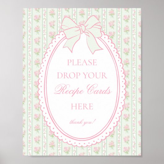 Grün Vintage Fancy Floral Rezept teilen Poster (Vorne)