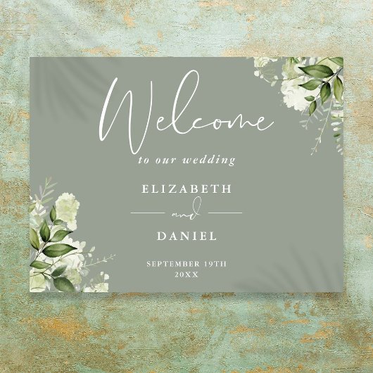 Grün von Sage Green Blumengrün Begrüßung Begrüßung Poster