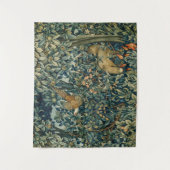 GRÜN, WALDtiere Fasan, Fox, grünes Blumen Wandteppich (Vorderseite)