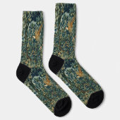 Grün, Waldtiere Fasan, Fuchs, Grüne Blumen Socken (Rechts)