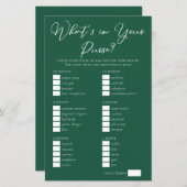 Grün Was ist in deinem Purse Brautparty Game? (Vorne/Hinten)