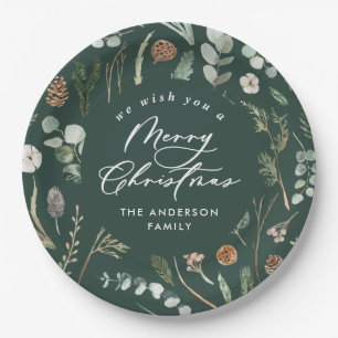 Grün Weihnachten minimalistisch botanisch Pappteller
