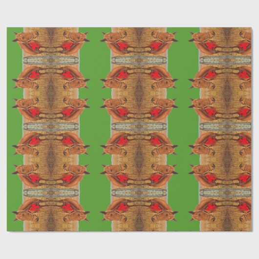 Grün: Weihnachtsferd mit rotem Bug Geschenkpapier (Flach)