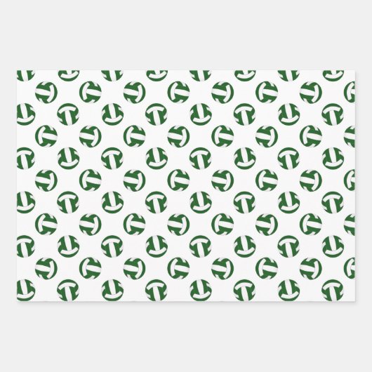 grün weiß 3 pc koordiniert Volleyball Geschenkpapier Set (Vorderseite 3)