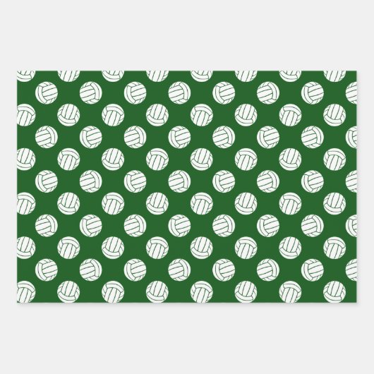grün weiß 3 pc koordiniert Volleyball Geschenkpapier Set (Vorderseite 2)