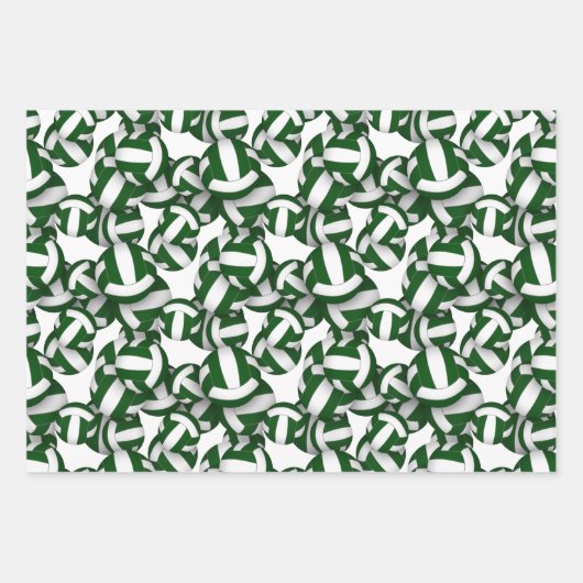 grün weiß 3 pc koordiniert Volleyball Geschenkpapier Set (Vorderseite)