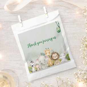 Grün-Weiß-Aquarell-Babydusche Teller Geschenktütchen
