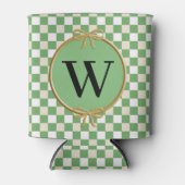 Grün-, Weiß-Beige-Karos und Multiband-Monogramm Dosenkühler (Vorderseite)