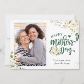 Grün-Weiß-Blümchen-Foto zum Muttertag Karte (Vorderseite)