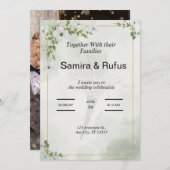 Grün-Weiß-Blume elegante Blumenhochzeit inv Einladung (Vorne/Hinten)