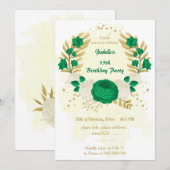 Grün-Weiß-Blume-Geburtstagsparty Einladung (Vorne/Hinten)
