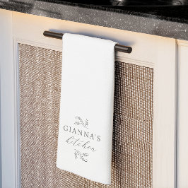 Grün & Weiß Botanische Küche Ihres Namens Geschirrtuch