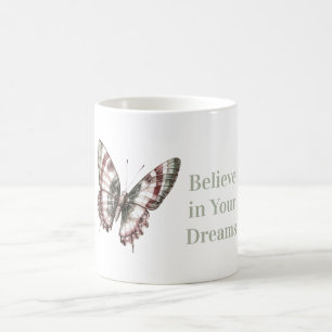 Grün Weiß Burgunder Streifen Schmetterling Kaffeetasse