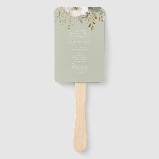 Grün/Weiß der Seite | Hochzeitsblumenwasser Fächer (Vorderseite)