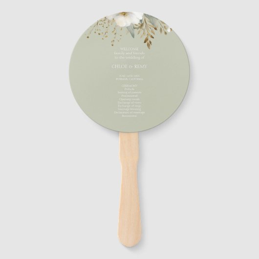 Grün/Weiß der Seite | Hochzeitsblumenwasser Fächer (Vorderseite)