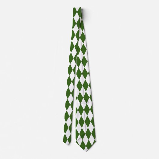 Grün & Weiß Diamantformen Retro Neck Tie Krawatte (Rückseite)
