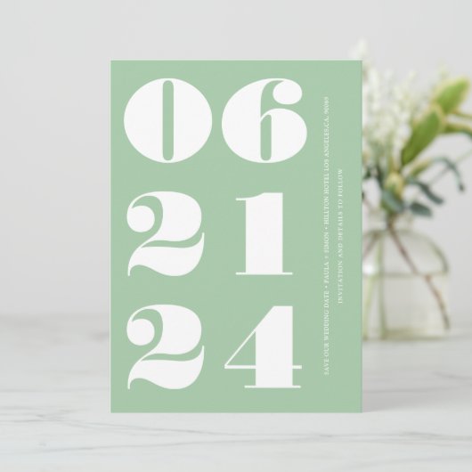 Grün weiß elegant modern minimalistisch einladung (Stehend Vorderseite)