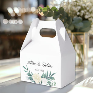 Grün-Weiß-Elegante Blumenhochzeit Geschenkschachtel