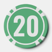 Grün-weiß-fette Zahl  Pokerchips (Rückseite)