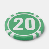 Grün-weiß-fette Zahl  Pokerchips (Einzeln)