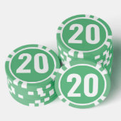 Grün-weiß-fette Zahl  Pokerchips (Stapel)