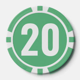 Grün-weiß-fette Zahl  Pokerchips