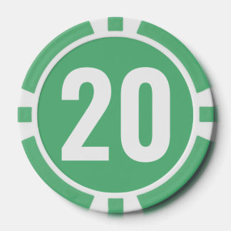 Grün-weiß-fette Zahl Pokerchips