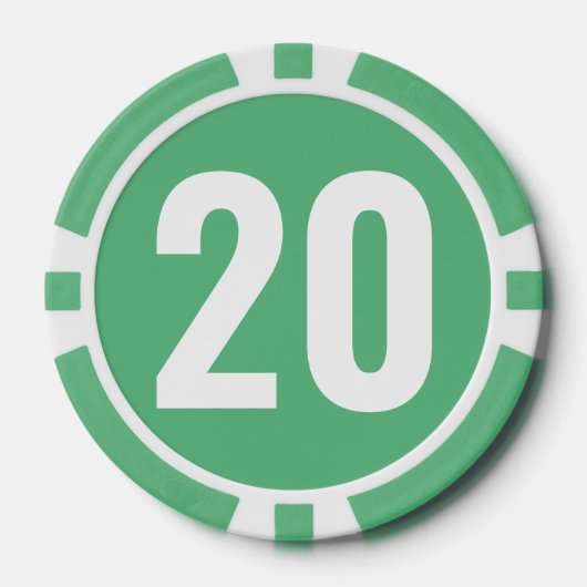 Grün-weiß-fette Zahl  Pokerchips (Vorderseite)