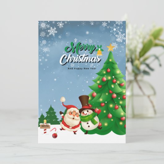 Grün & Weiß frohe Weihnachten (Stehend Vorderseite)