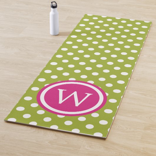 Grün-weiß gepunktet mit rosa Monogramm Yogamatte (Beispiel)