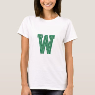 Grün-weiß gepunktetes Monogramm T-Shirt