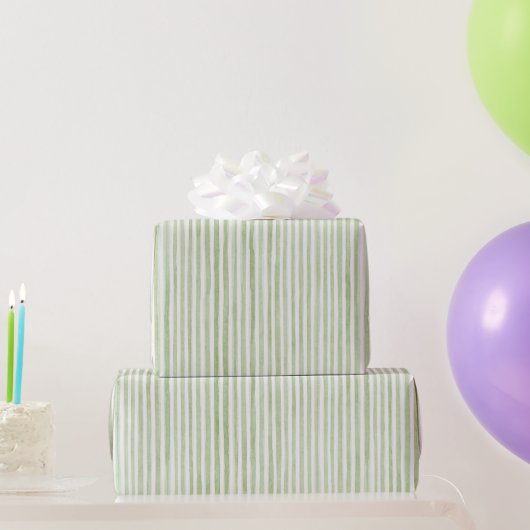 Grün-weiß gestreifter Geburtstag Geschenkpapier (Partygeschenke)