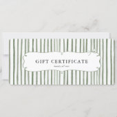 Grün Weiß gestreifter Vintage-Bogen Geschenkgutsch (Vorderseite)