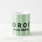 Grün-weiß gestreiftes Lobdesign Kaffeetasse (Mittel)