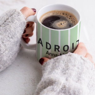 Grün-weiß gestreiftes Lobdesign Kaffeetasse