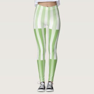 Grün-weiß gestreiftes Muster Leggings