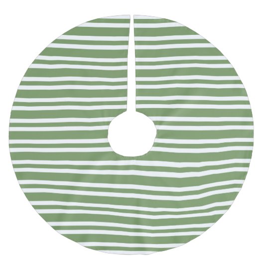 Grün-weiß gestreiftes Muster Polyester Weihnachtsbaumdecke (Vorderseite)