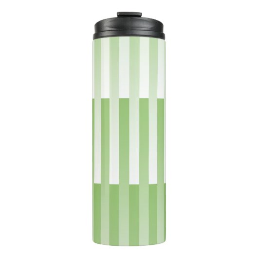 Grün-weiß gestreiftes Muster Thermosbecher (Vorderseite)