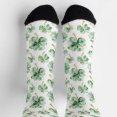 Grün Weiß Gold Shamrocks St. Patrick's Day Socken (Oben)